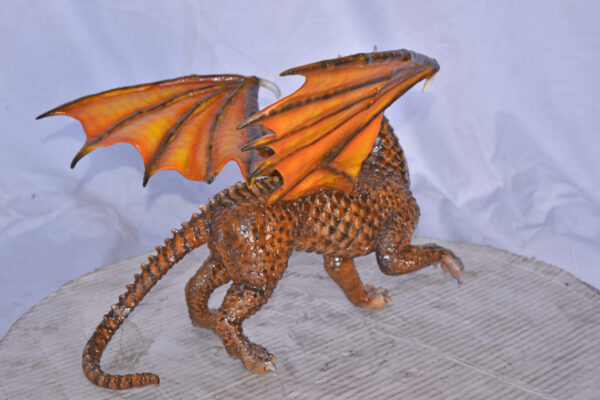 Painted Dragon Made of Bronze, Statue - Size: 15"L x 14"W x 12"H. - Image 6