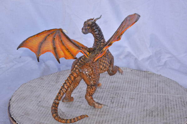 Painted Dragon Made of Bronze, Statue - Size: 15"L x 14"W x 12"H. - Image 7