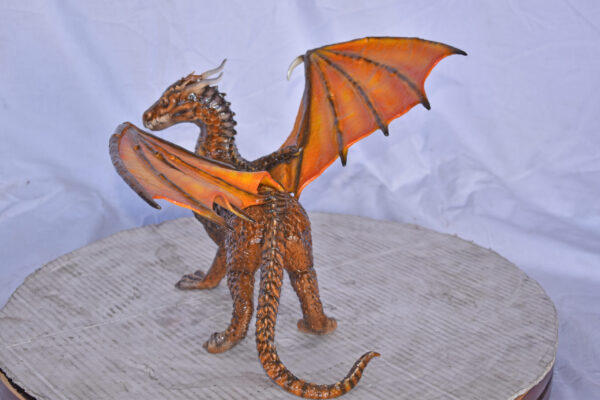 Painted Dragon Made of Bronze, Statue - Size: 15"L x 14"W x 12"H. - Image 8