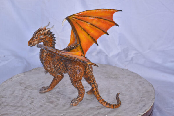 Painted Dragon Made of Bronze, Statue - Size: 15"L x 14"W x 12"H. - Image 9
