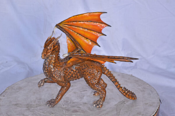 Painted Dragon Made of Bronze, Statue - Size: 15"L x 14"W x 12"H. - Image 11