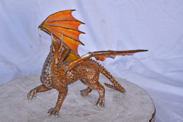 Painted Dragon Made of Bronze, Statue - Size: 15"L x 14"W x 12"H. - Image 12