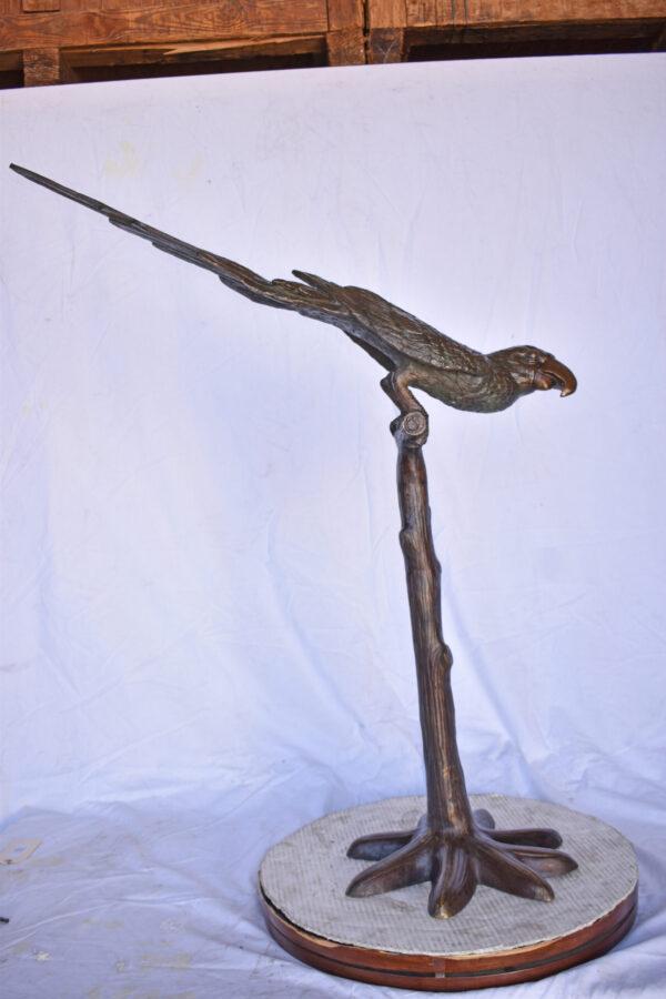 Parrot on a Tree looking Down Bronze Statue - Size: 37"L x 15"W x 47"H. - Image 7