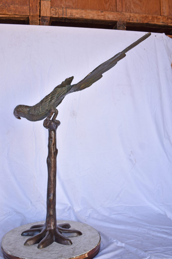 Parrot on a Tree looking Down Bronze Statue - Size: 37"L x 15"W x 47"H. - Image 11