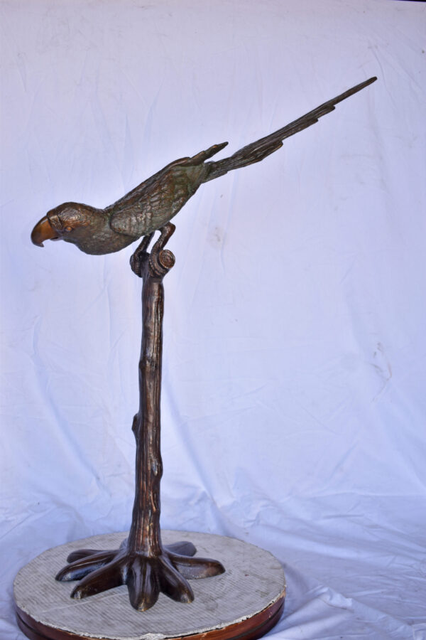 Parrot on a Tree looking Down Bronze Statue - Size: 37"L x 15"W x 47"H. - Image 12