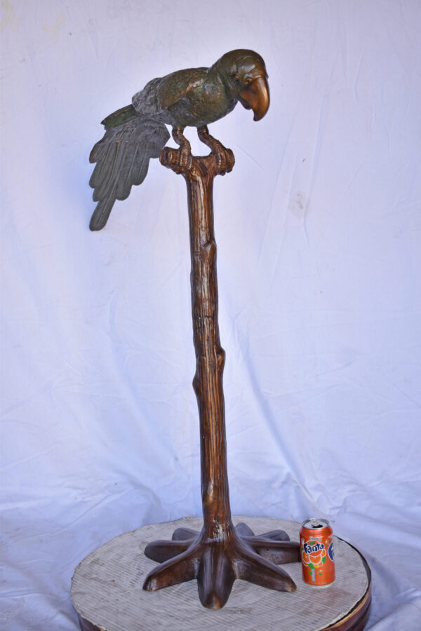 Parrot on a Tree Watching Forward Bronze Statue - Size: 36"L x 15"W x 41"H. - Image 4