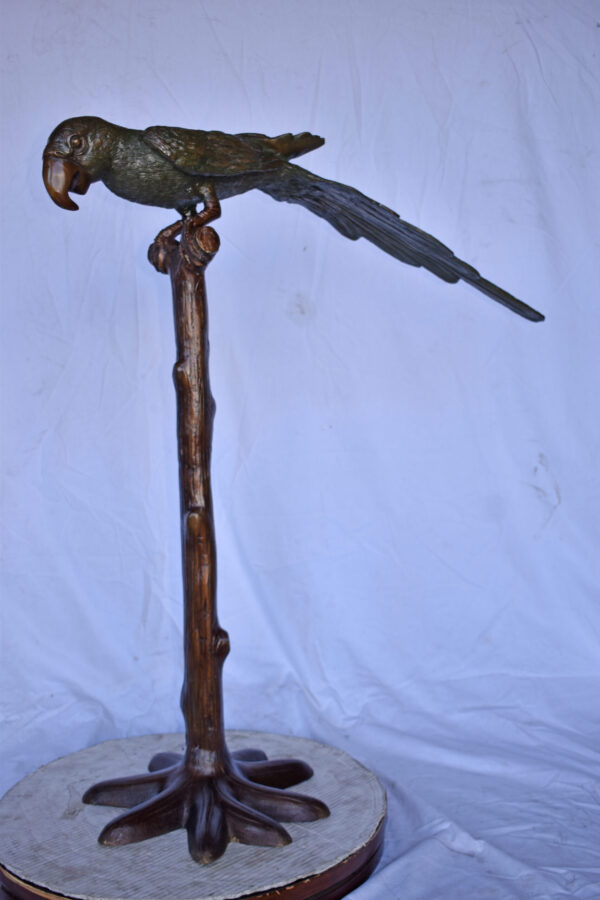 Parrot on a Tree Watching Forward Bronze Statue - Size: 36"L x 15"W x 41"H. - Image 6
