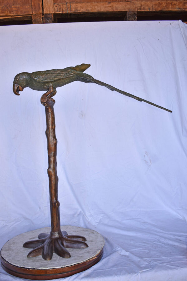 Parrot on a Tree Watching Forward Bronze Statue - Size: 36"L x 15"W x 41"H. - Image 7