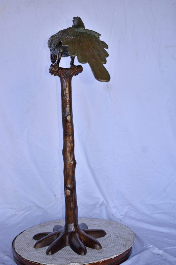 Parrot on a Tree Watching Forward Bronze Statue - Size: 36"L x 15"W x 41"H. - Image 8