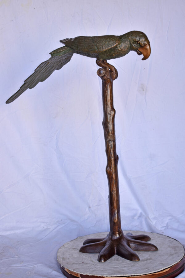 Parrot on a Tree Watching Forward Bronze Statue - Size: 36"L x 15"W x 41"H. - Image 11
