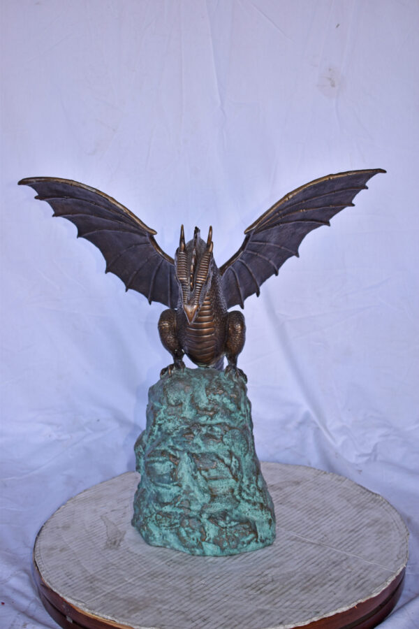Dragon Standing on a Rock Bronze Statue Fountain - Size: 23"L x 18"W x 23"H. - Image 4