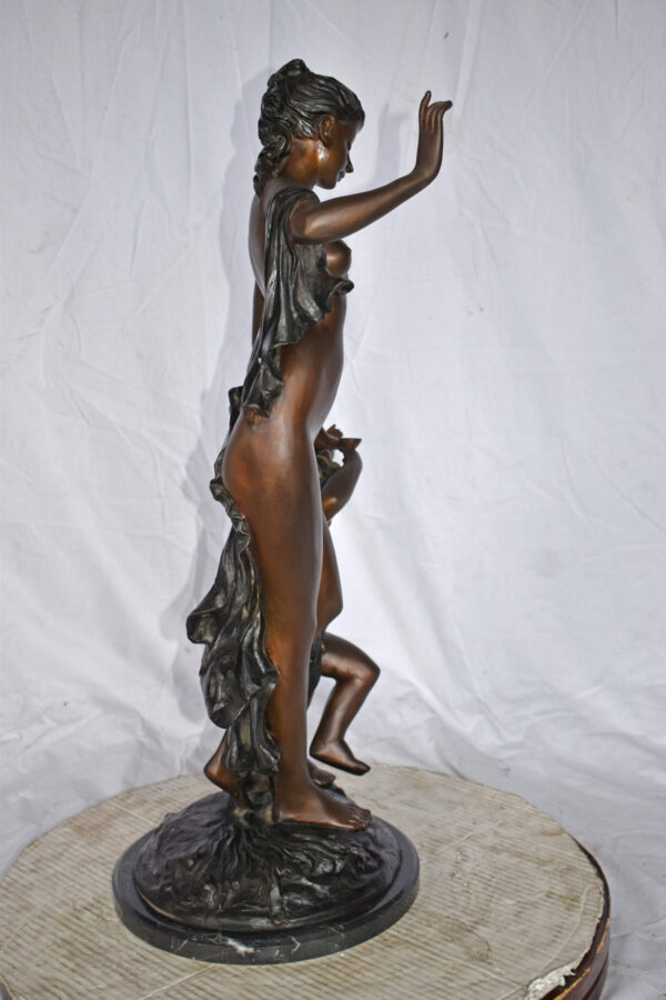 Nude Mother Watching Out for Her Son Bronze Statue Art Nude 15"L x 12"W x 32"H. - Image 5