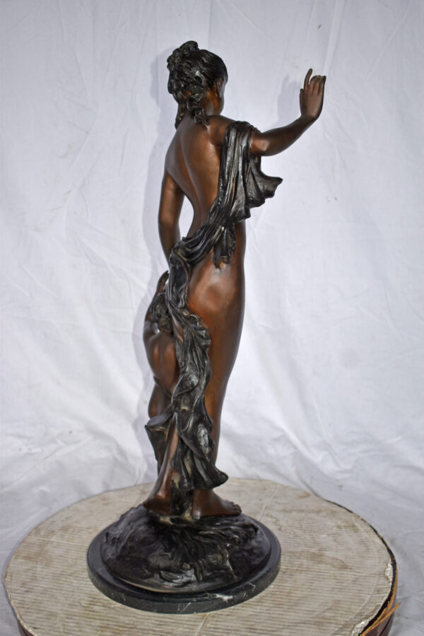 Nude Mother Watching Out for Her Son Bronze Statue Art Nude 15"L x 12"W x 32"H. - Image 6