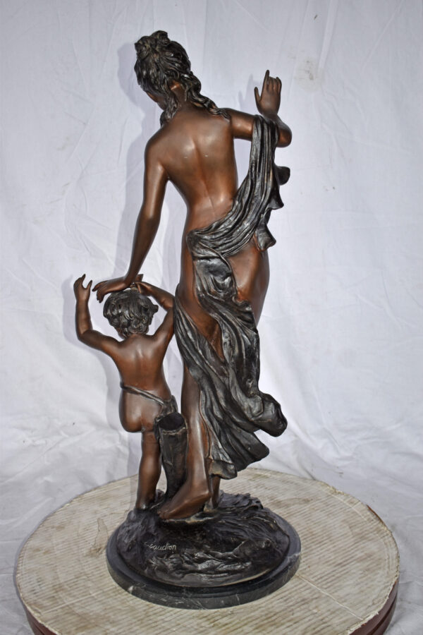 Nude Mother Watching Out for Her Son Bronze Statue Art Nude 15"L x 12"W x 32"H. - Image 7