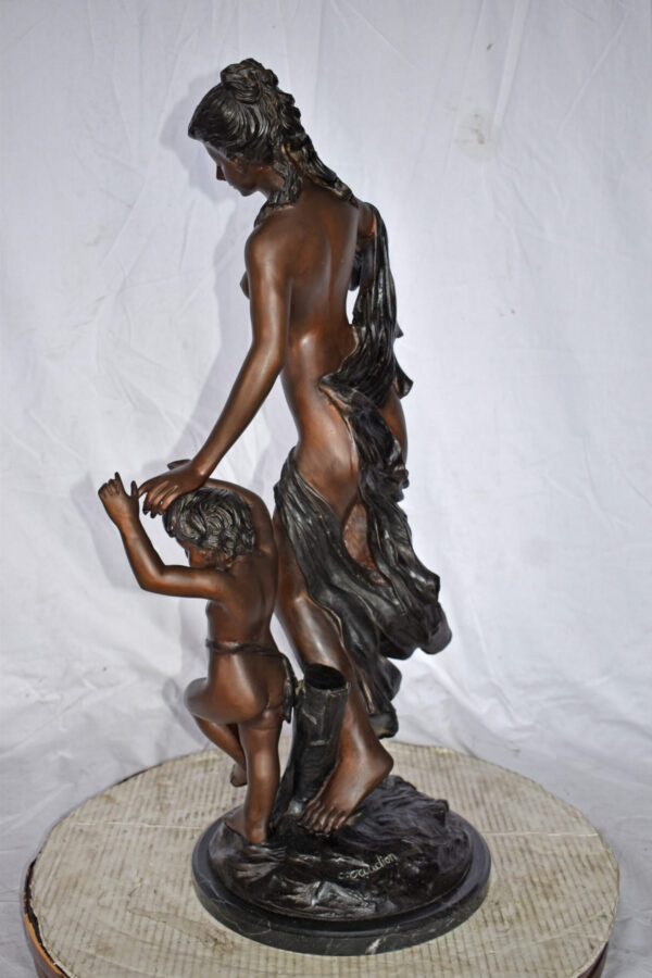 Nude Mother Watching Out for Her Son Bronze Statue Art Nude 15"L x 12"W x 32"H. - Image 8