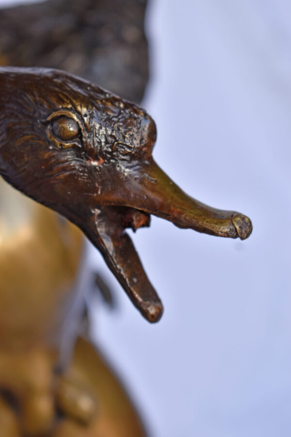 Naked Boy holding Two Ducks Bronze Statue Fountain Art Nude - Size: 17"L x 14"W x 27"H. - Image 11
