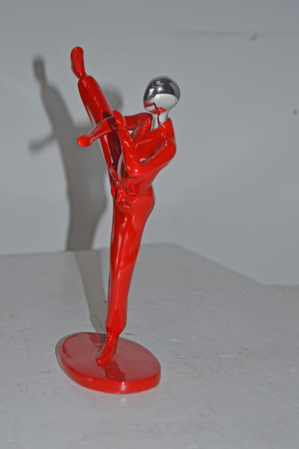 Karate, Krav Maga Front Kick, Red Chrome, Resin Statue - Size: 3" x 7" x 11"H - Image 3