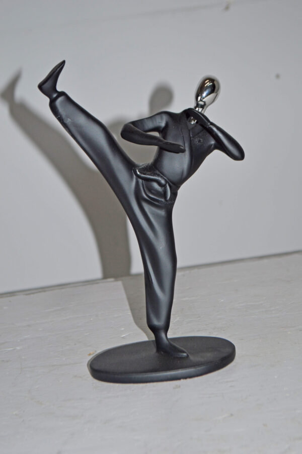 Karate, Krav Maga Front Kick, Red Chrome, Resin Statue - Size: 3" x 7" x 11"H - Image 11