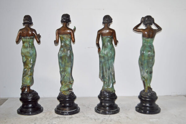 A Set of The Four-Season Goddess bronze statues - Size: 12"L x 12"W x 43"H Each - Image 3