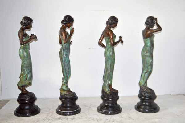 A Set of The Four-Season Goddess bronze statues - Size: 12"L x 12"W x 43"H Each - Image 4