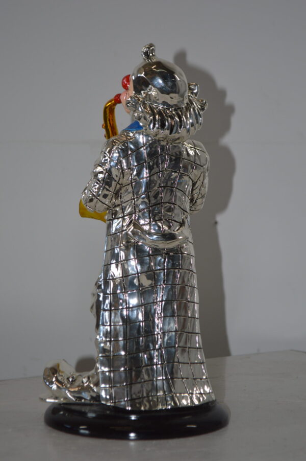 Clown Plays the Saxophone Resin Statue Silver finish - Size: 6"L x 6"W x 14"H. - Image 9