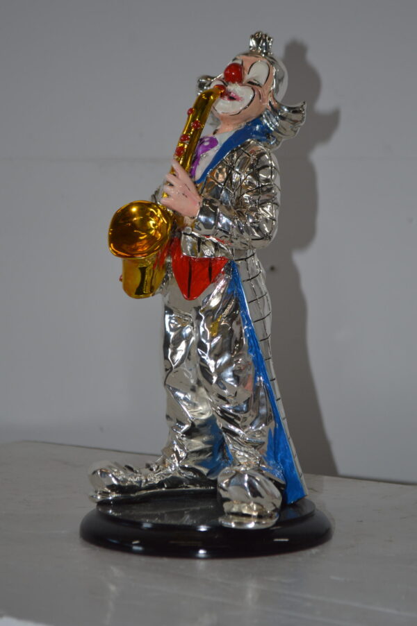 Clown Plays the Saxophone Resin Statue Silver finish - Size: 6"L x 6"W x 14"H. - Image 12