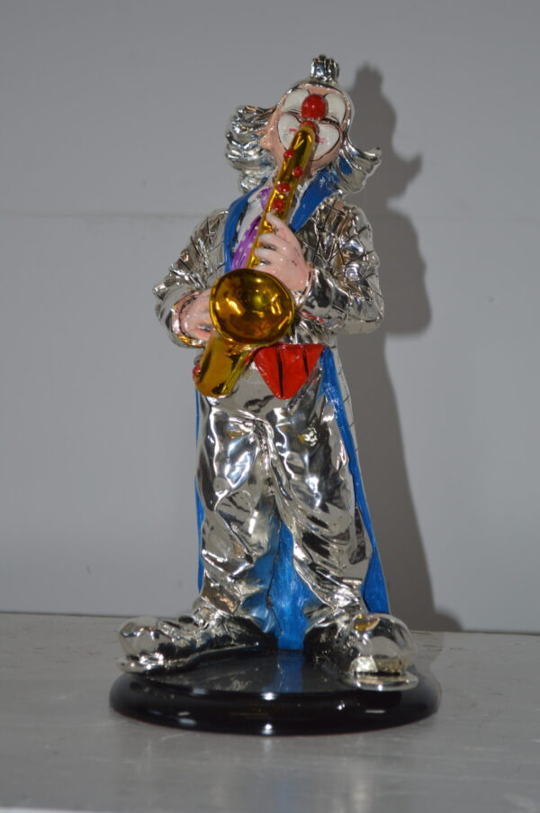 Clown Plays the Saxophone Resin Statue Silver finish - Size: 6"L x 6"W x 14"H. - Image 13