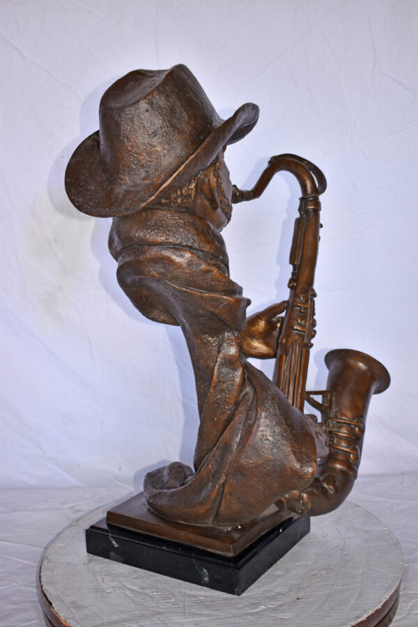 Musicista By Arnadia, Bust of Saxophone Player Bronze Statue -  15" x 18"x 32"H - Image 6