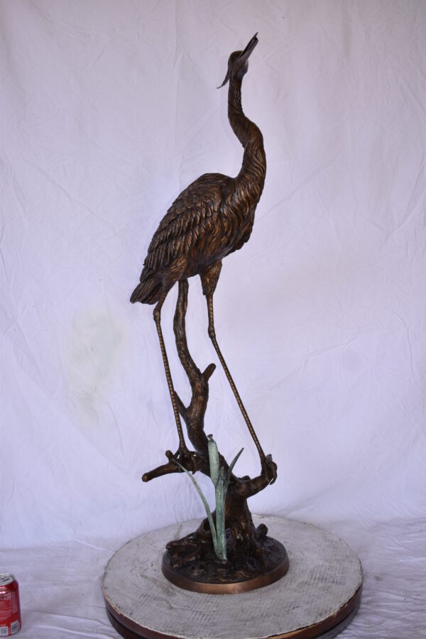 Great Blue Heron Looking Ahead Bronze Statue Fountain Size: 14" x 20" x 47"H - Image 2