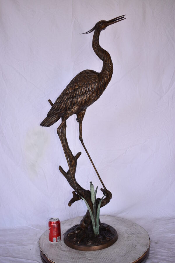 Great Blue Heron Looking Ahead Bronze Statue Fountain Size: 14" x 20" x 47"H - Image 3
