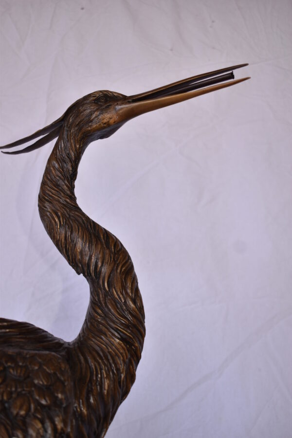 Great Blue Heron Looking Ahead Bronze Statue Fountain Size: 14" x 20" x 47"H - Image 6