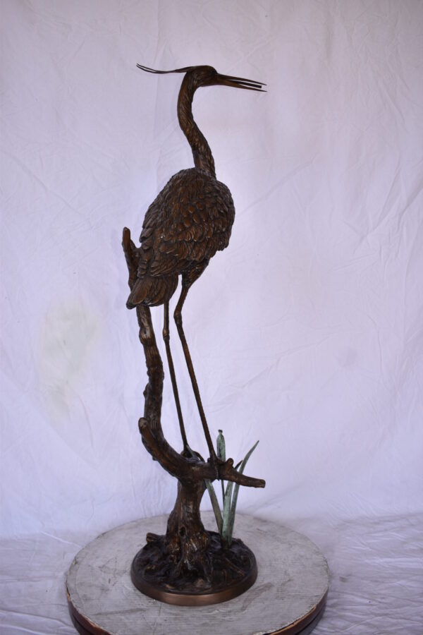Great Blue Heron Looking Ahead Bronze Statue Fountain Size: 14" x 20" x 47"H - Image 7