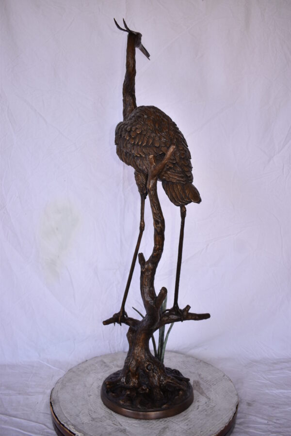Great Blue Heron Looking Ahead Bronze Statue Fountain Size: 14" x 20" x 47"H - Image 8
