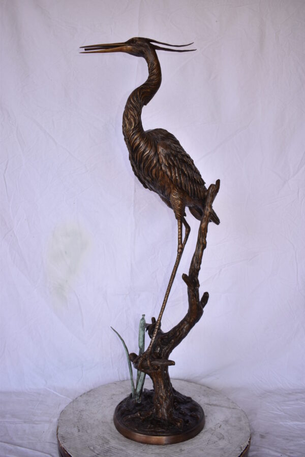 Great Blue Heron Looking Ahead Bronze Statue Fountain Size: 14" x 20" x 47"H - Image 10