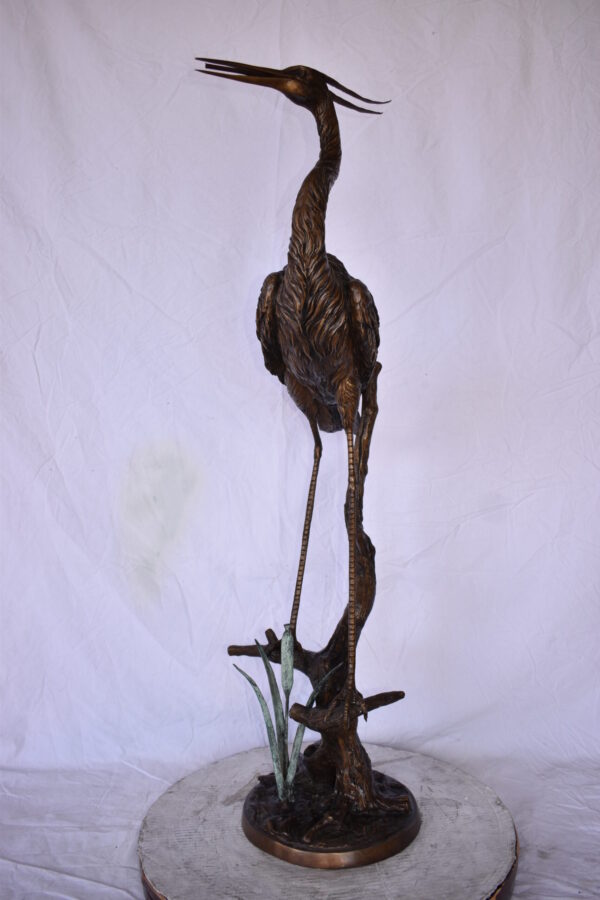 Great Blue Heron Looking Ahead Bronze Statue Fountain Size: 14" x 20" x 47"H - Image 11