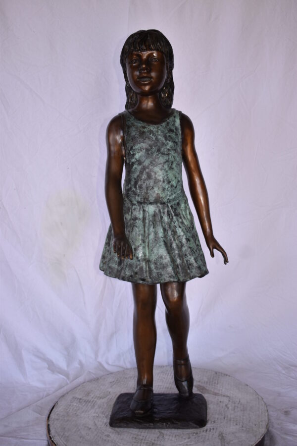 Young Ballerina Performing at A Show Bronze Statue Size: 14" x 14" x 41"H - Image 3