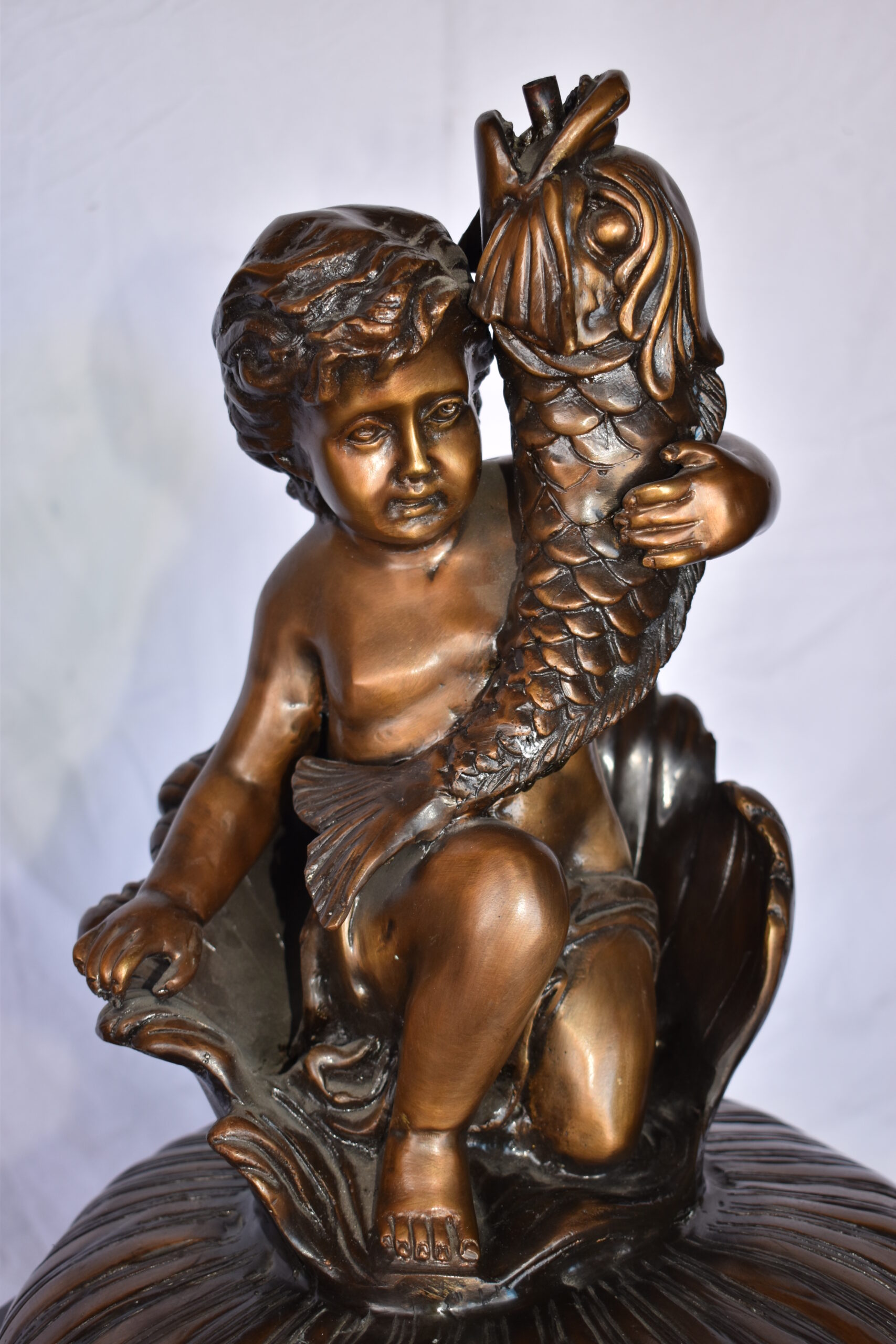 Large Fishing Boy Fountain Bronze Statue –