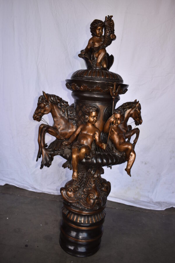 Impressive Large Cupid Fountain Made of Bronze Statue Size: 32" x 28" x 61"H - Image 10