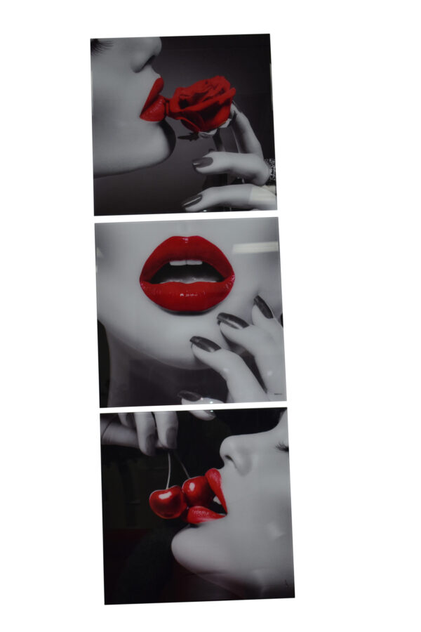 Three-Piece Modern Acrylic Painting of a Sensual Composition 1" x 72" x 23"H