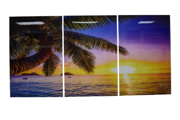 Tropical Sunrise Picture on A Large Three-Piece Acrylic Size: 1" x 78" x 39"H