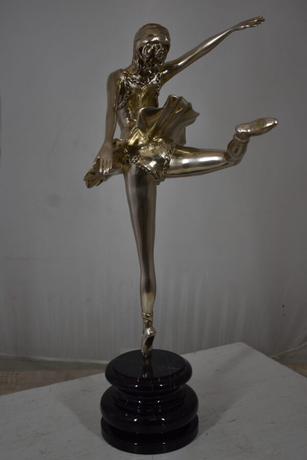 Ballerina Bronze Statue in Silver Finish Size: 14" x 15" x 28"H - Image 5
