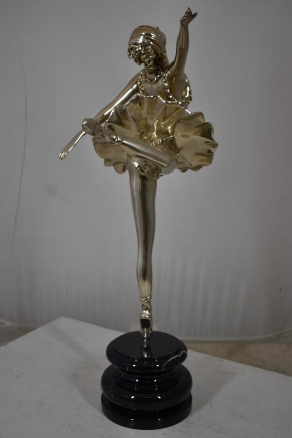 Ballerina Bronze Statue in Silver Finish Size: 14" x 15" x 28"H - Image 7