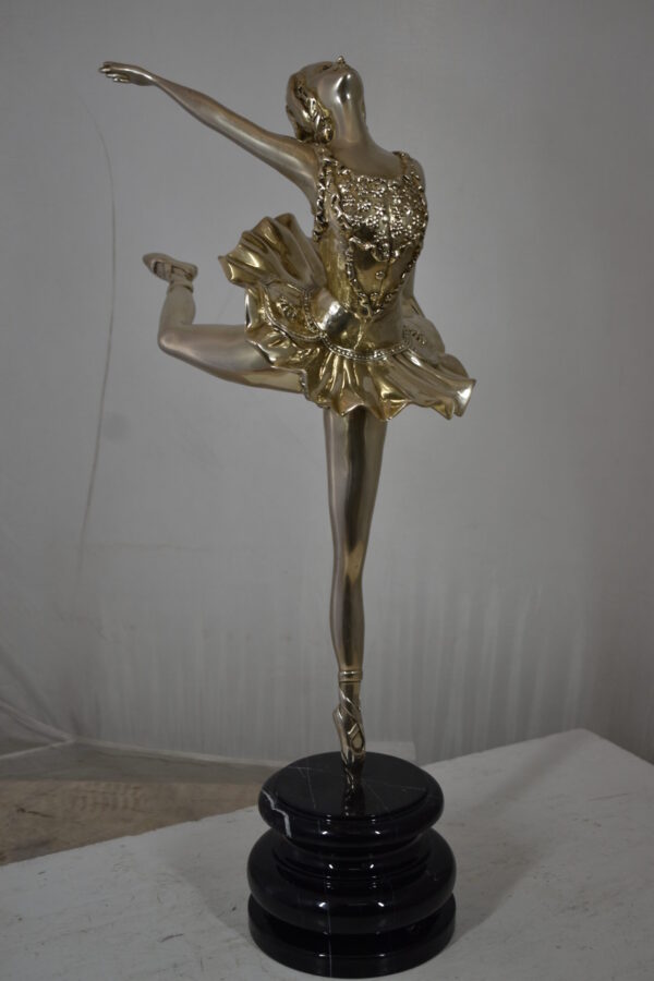 Ballerina Bronze Statue in Silver Finish Size: 14" x 15" x 28"H - Image 9