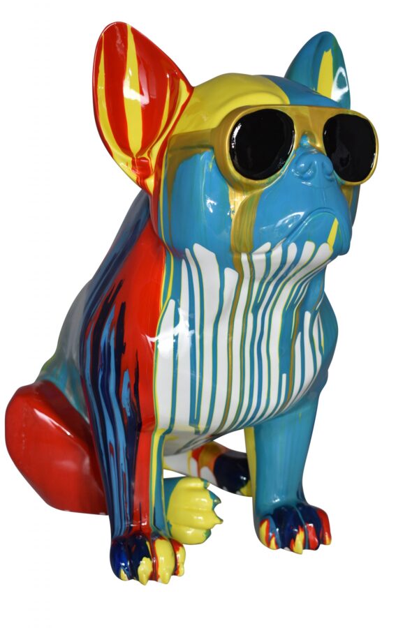 Graffiti Looking French Bulldog with Glasses Resin Statue Size: 19" x 12" x 19"H