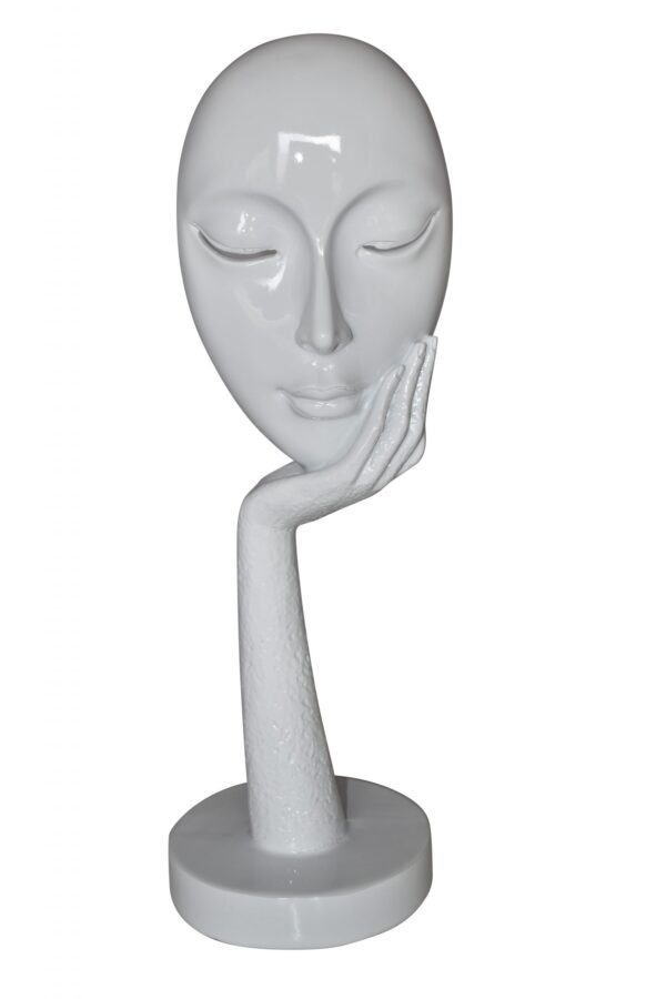 Modern Art White Thinking Head Statue Made of Resin Size: 6" x 4" x 16"H