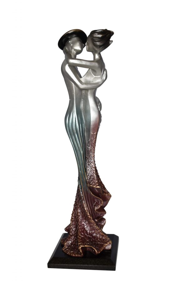 Young Lovers French Kissing Statue Made of Resin Size: 7" x 7" x 23"H
