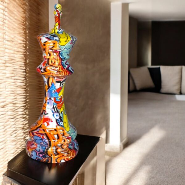 Checkmate King Modern Art Giant Graffiti Resin Statue Size: 6" x 6" x 19"H - Image 2