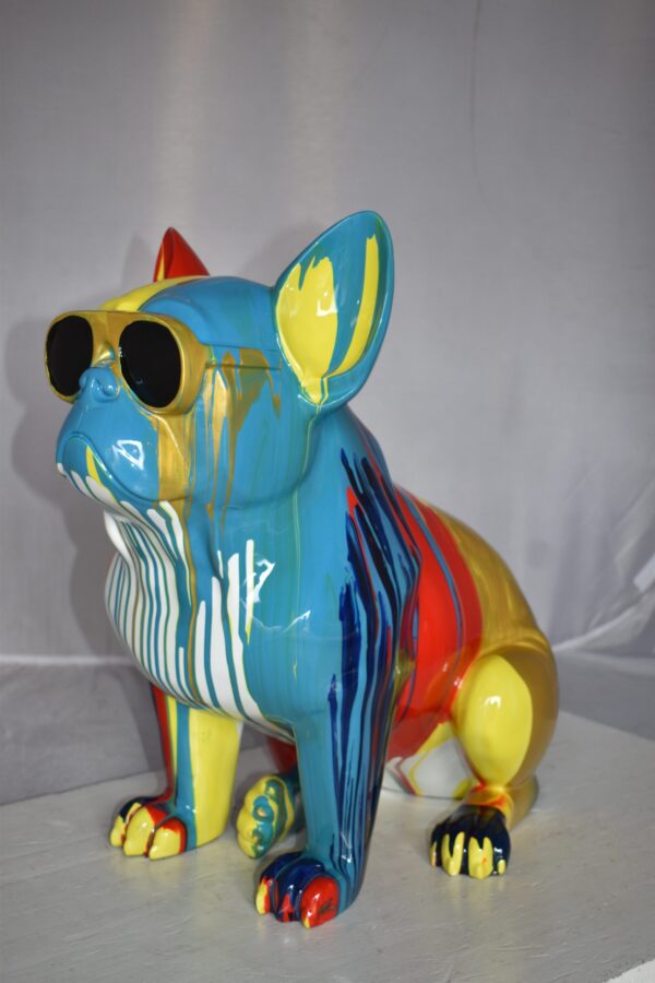 Graffiti Looking French Bulldog with Glasses Resin Statue Size: 19" x 12" x 19"H - Image 5