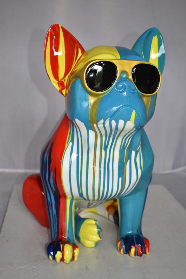 Graffiti Looking French Bulldog with Glasses Resin Statue Size: 19" x 12" x 19"H - Image 7