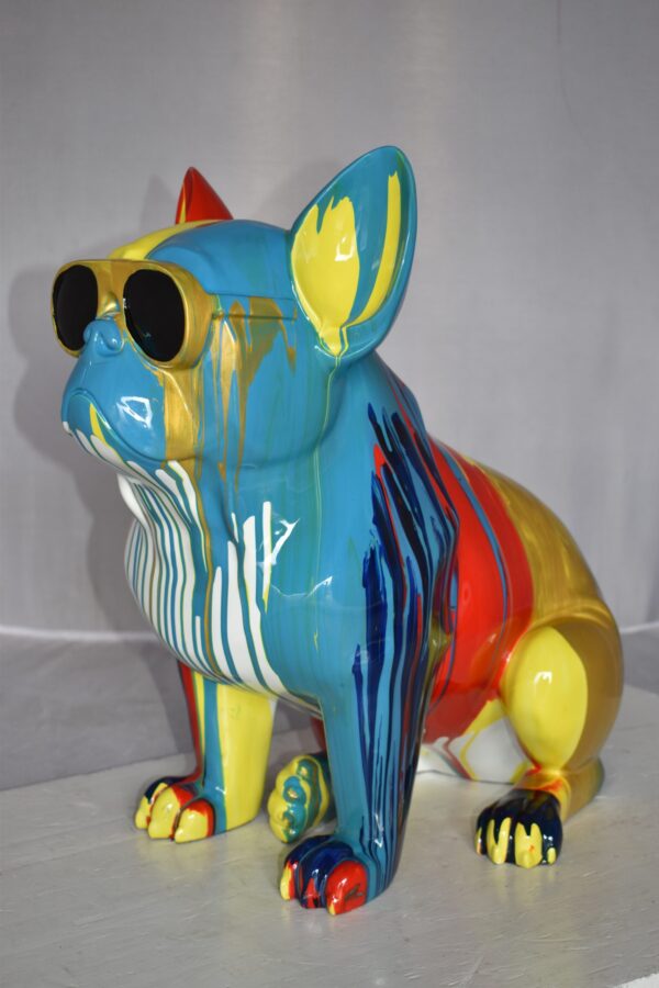 Graffiti Looking French Bulldog with Glasses Resin Statue Size: 19" x 12" x 19"H - Image 13